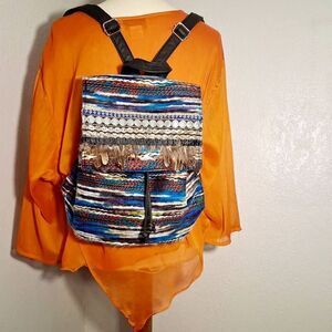MIKA New York Boho Textile Backpack Purse